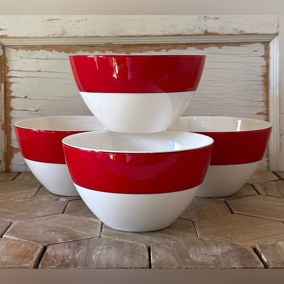 Rutherford Circle Red by Lenox Other - Kate Spade New York, Rutherford Circle Red by Lenox, Set of 4,Cereal/Soup Bowls